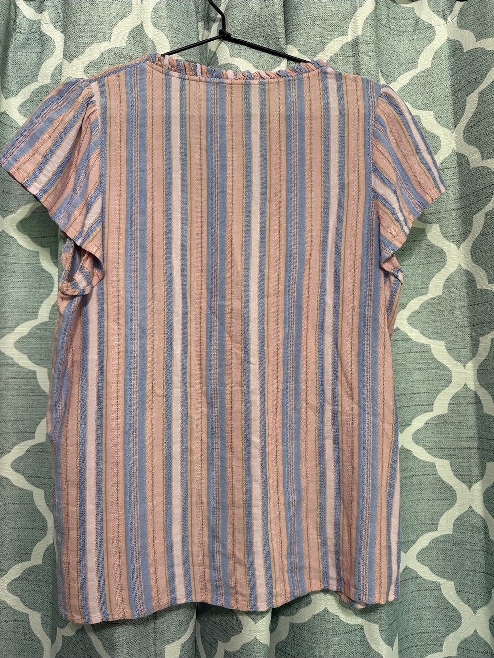 PAIGE Pink and Blue Striped Button-Down Blouse - Picture 3 of 4
